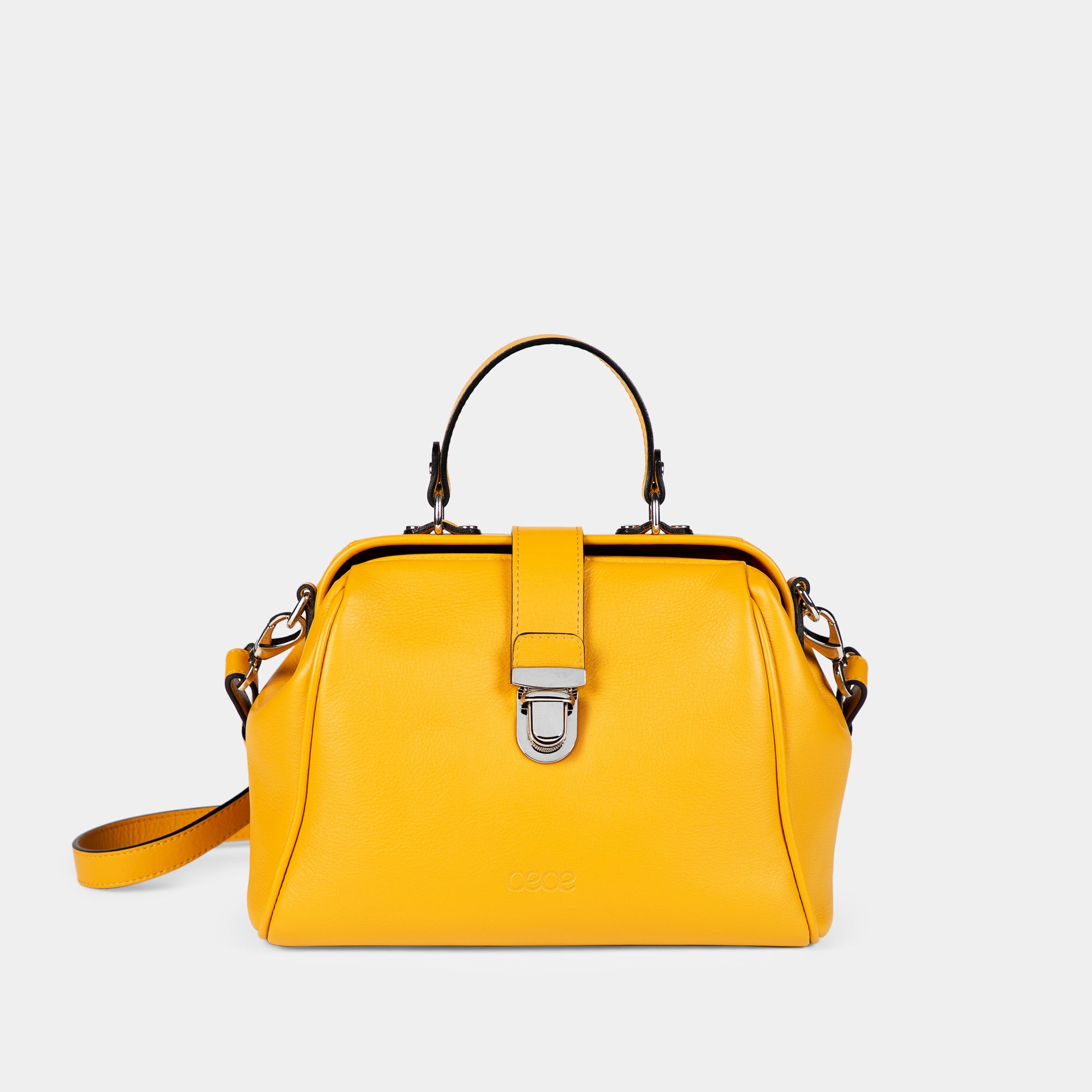 Bandolera pequeña en piel de no especifica en color amarillo para mujer
