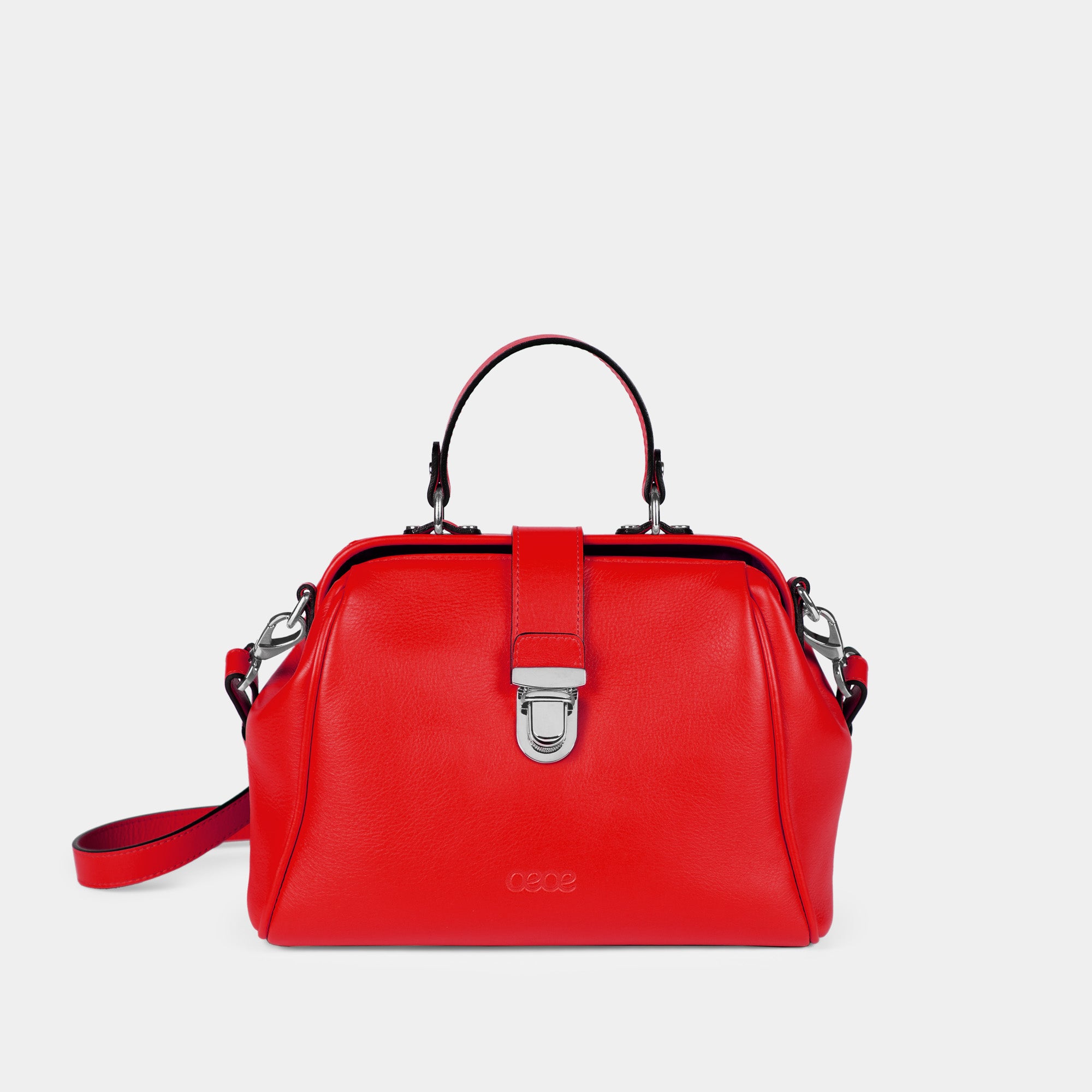 Bandolera pequeña en piel de no especifica en color rojo para mujer