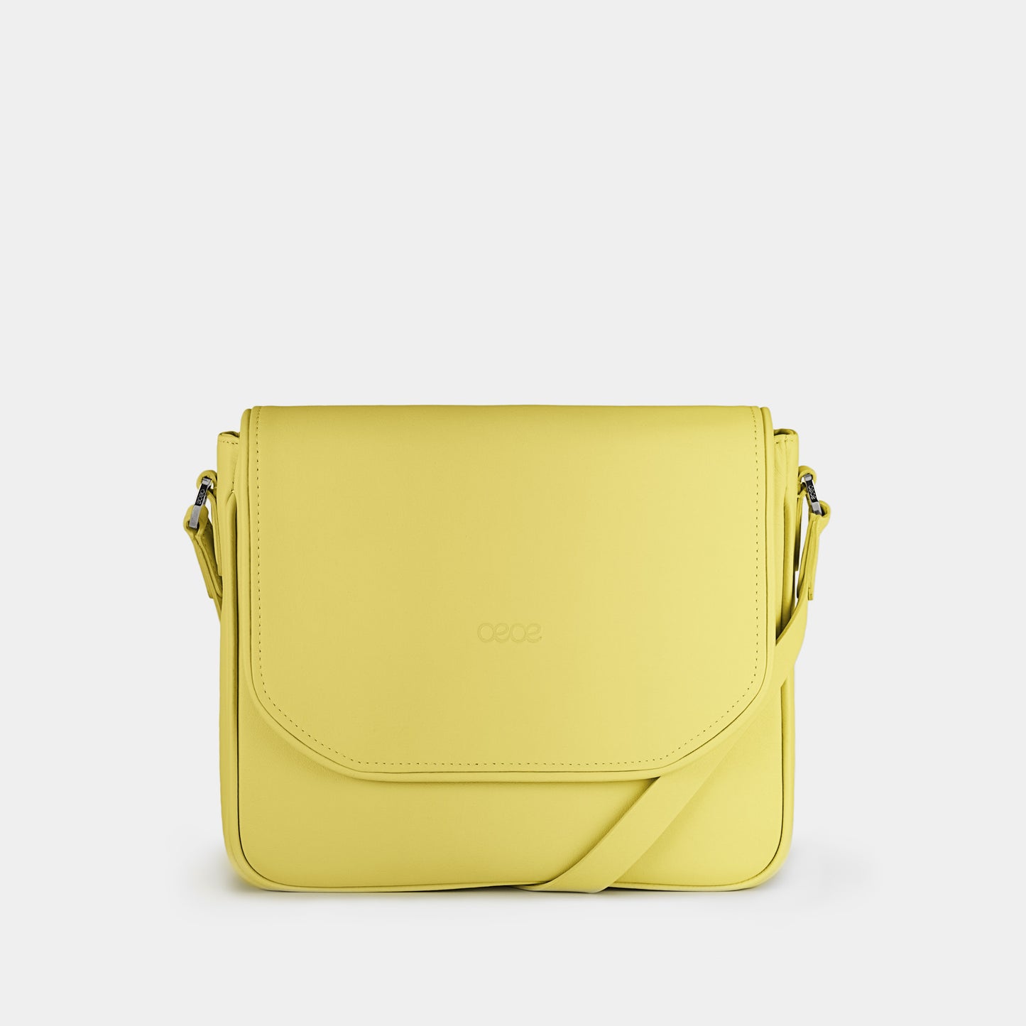 Bandolera pequeña en piel de vacuno en color amarillo para mujer