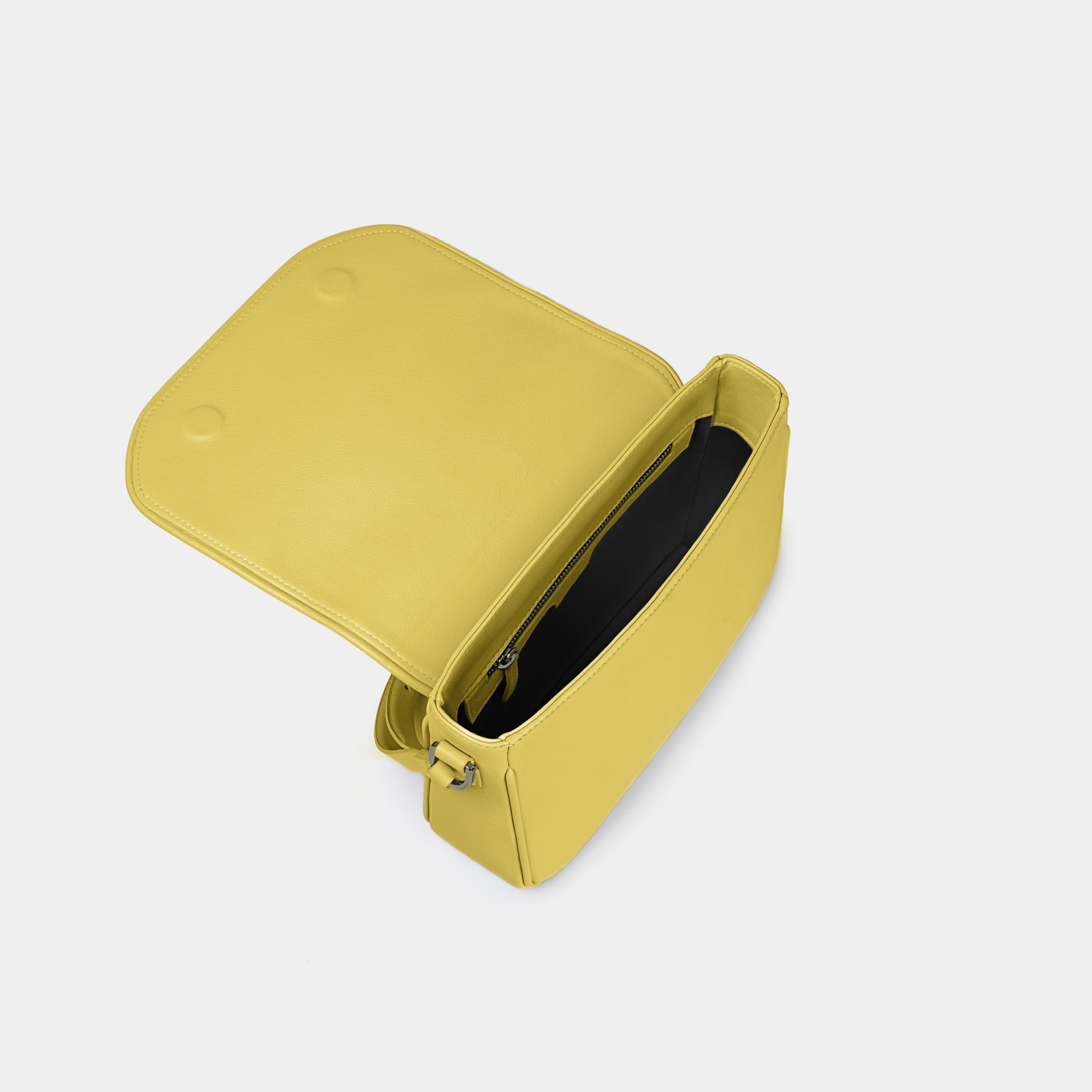 Bandolera pequeña en piel de vacuno en color amarillo para mujer