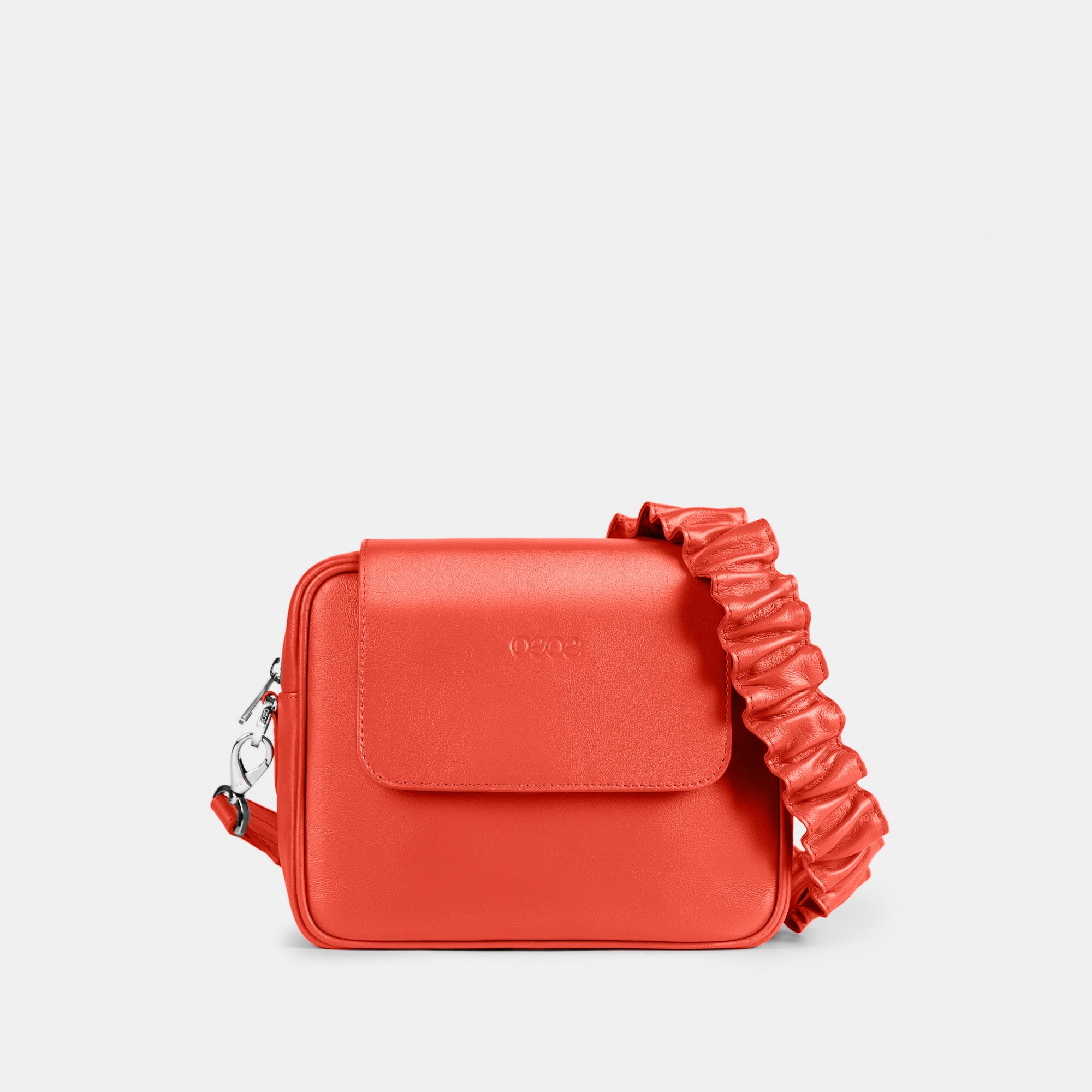 Bandolera pequeña en piel de vacuno en color naranja para mujer