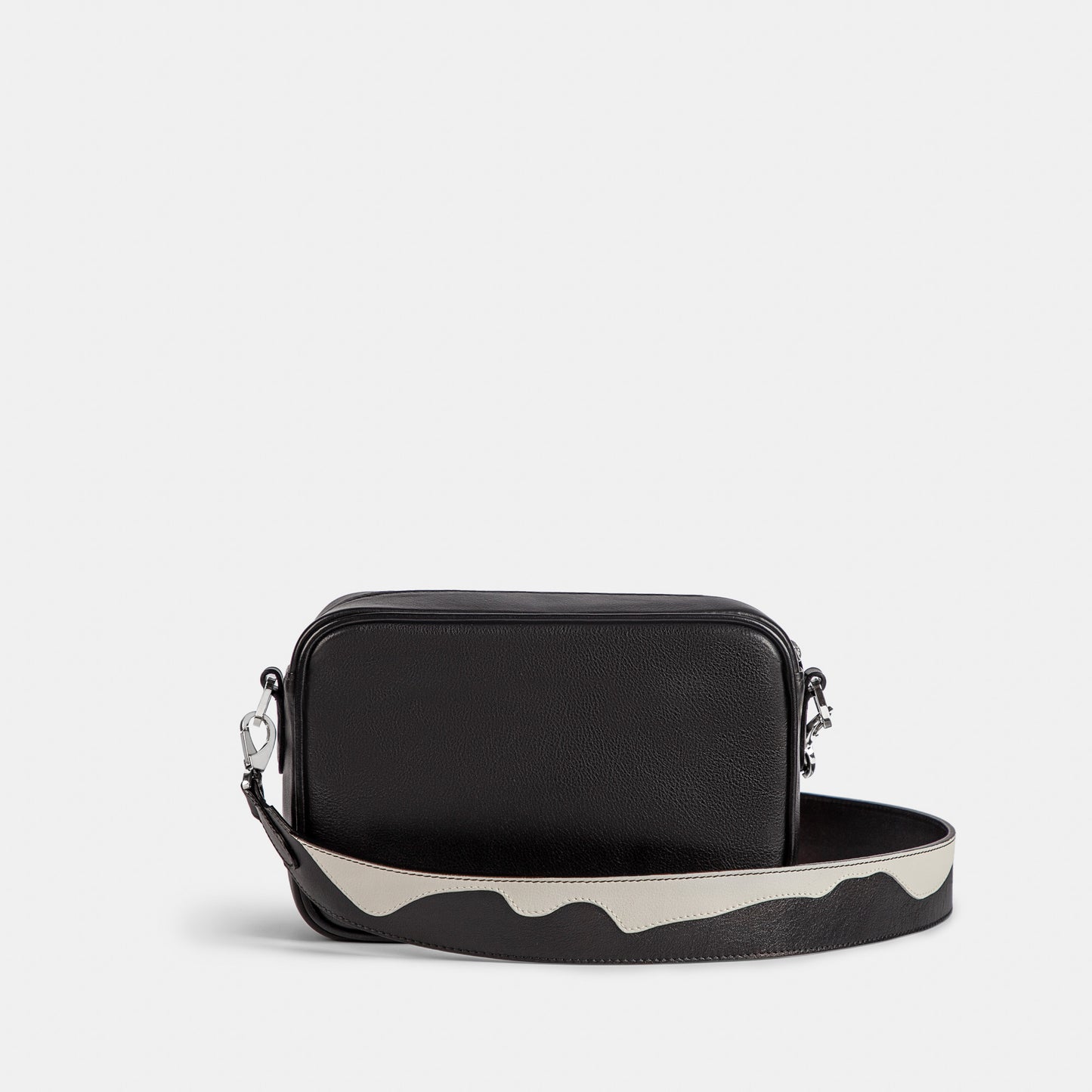 Bandolera pequeña en piel de vacuno en color negro/blanco para mujer