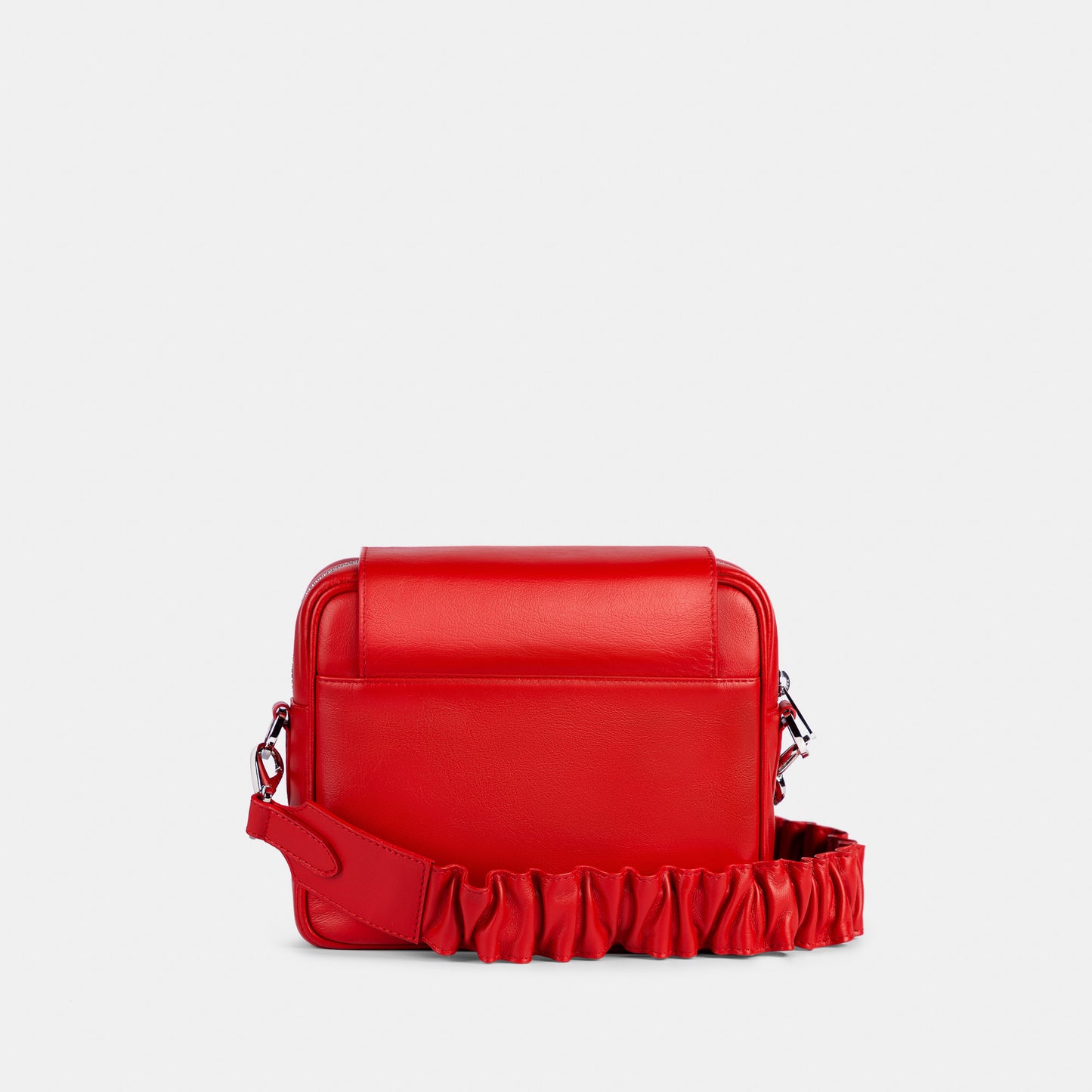 Bandolera pequeña en piel de vacuno en color rojo para mujer