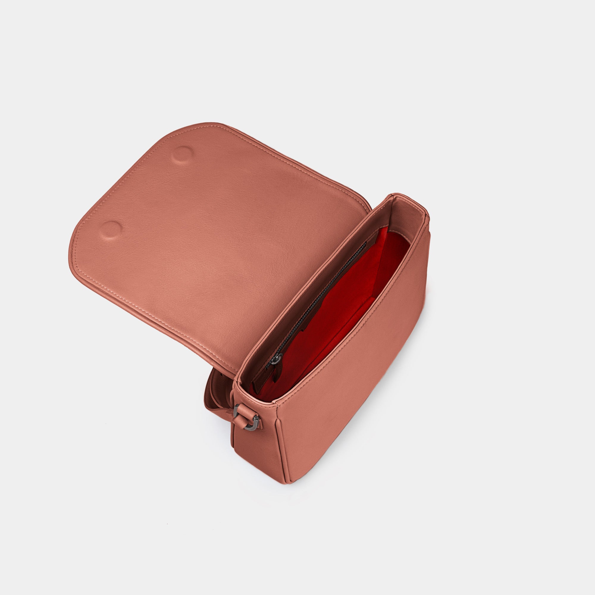 Bandolera pequeña en piel de vacuno en color rosa para mujer