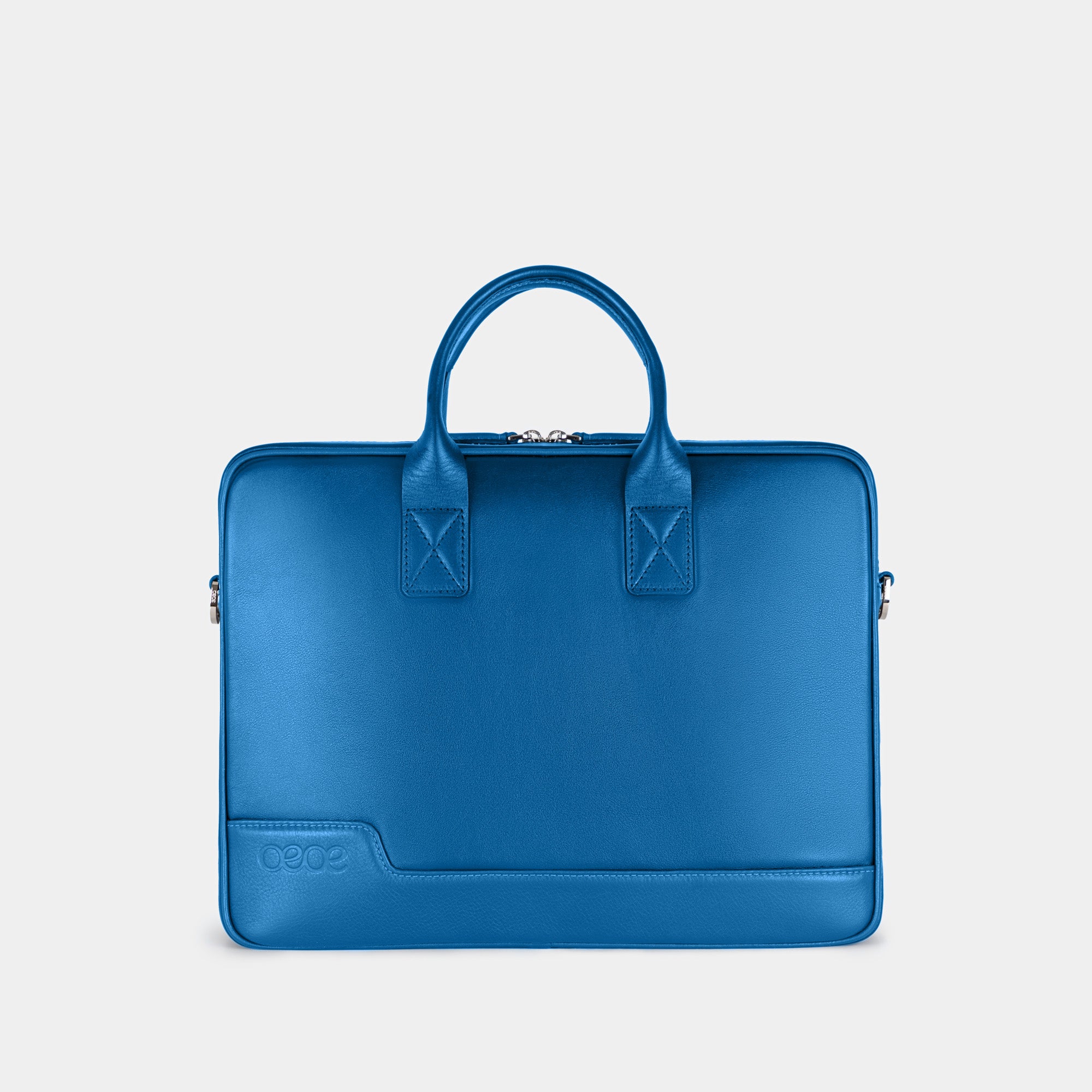 Bolso Ejecutivo  grande en piel de vacuno en color azul para hombre