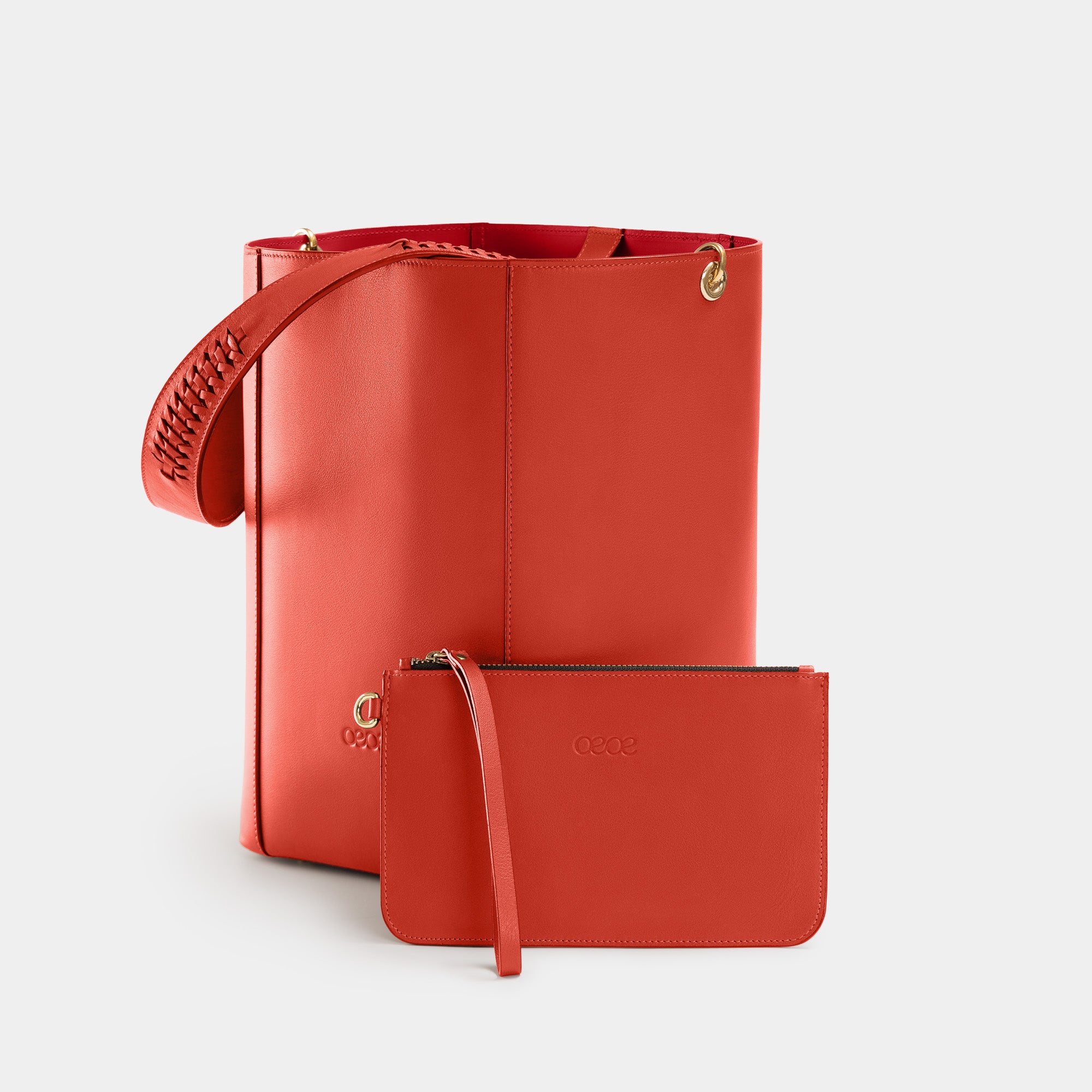 Bolso Shopper  grande en piel de vacuno en color naranja para mujer