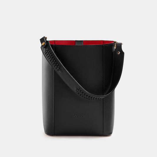 Bolso Shopper  grande en piel de vacuno en color negro para mujer