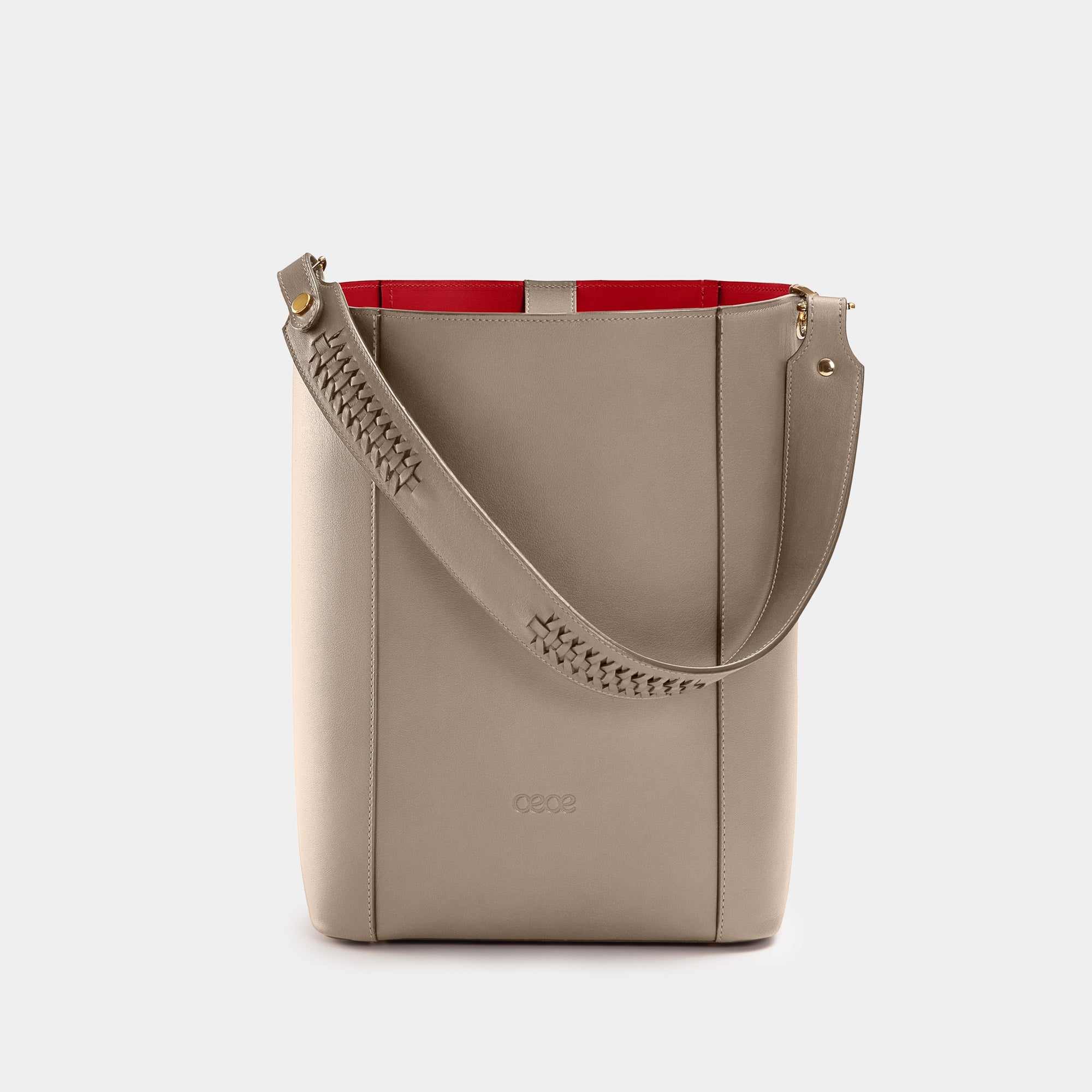 Bolso Shopper  grande en piel de vacuno en color taupe para mujer
