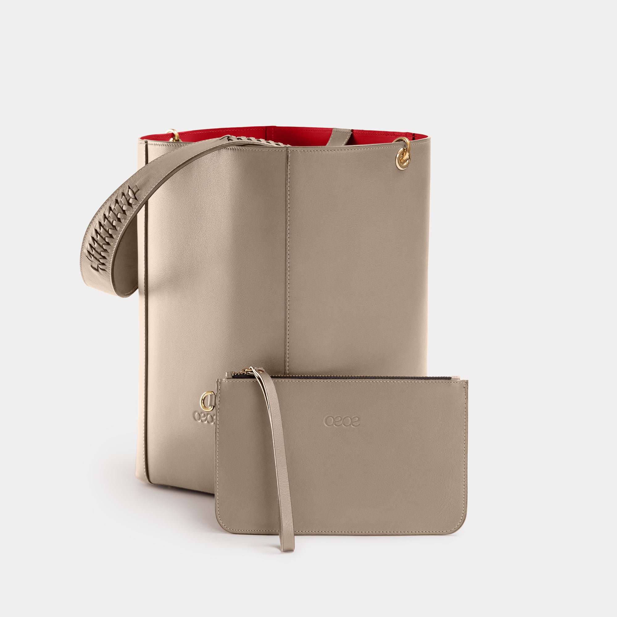 Bolso Shopper  grande en piel de vacuno en color taupe para mujer