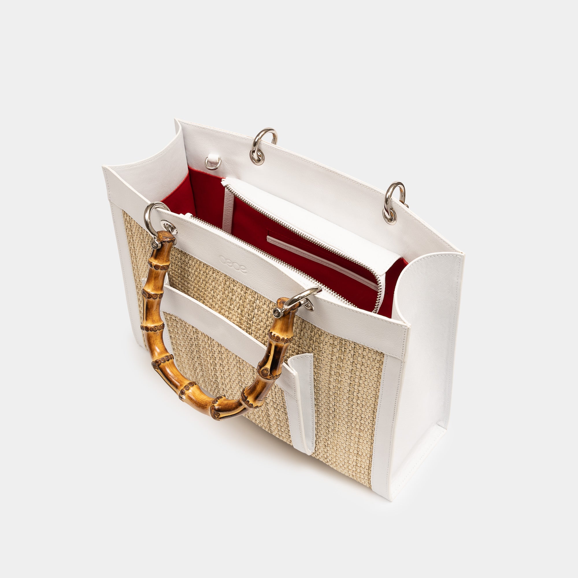 Bolso grande en piel de vacuno en color blanco para mujer