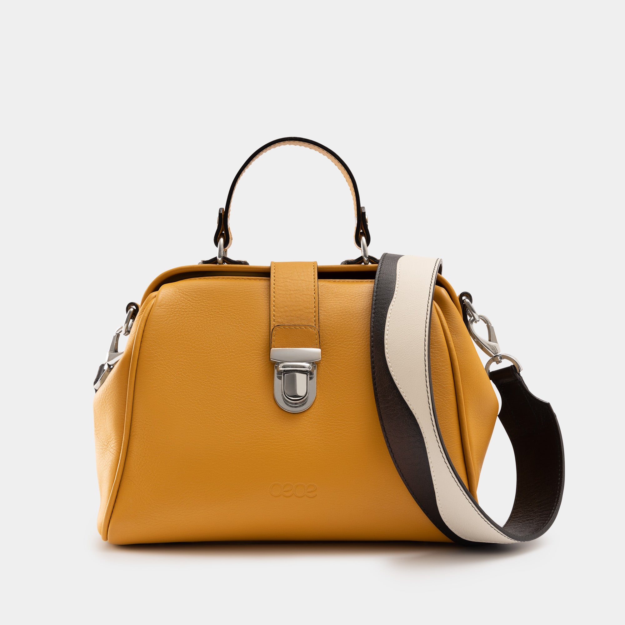 Correa Bolso  en piel de vacuno en color negro/blanco para hombre