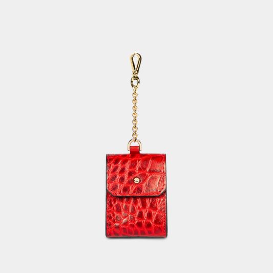 Funda Para Airpods  en piel de vacuno en color rojo para mujer