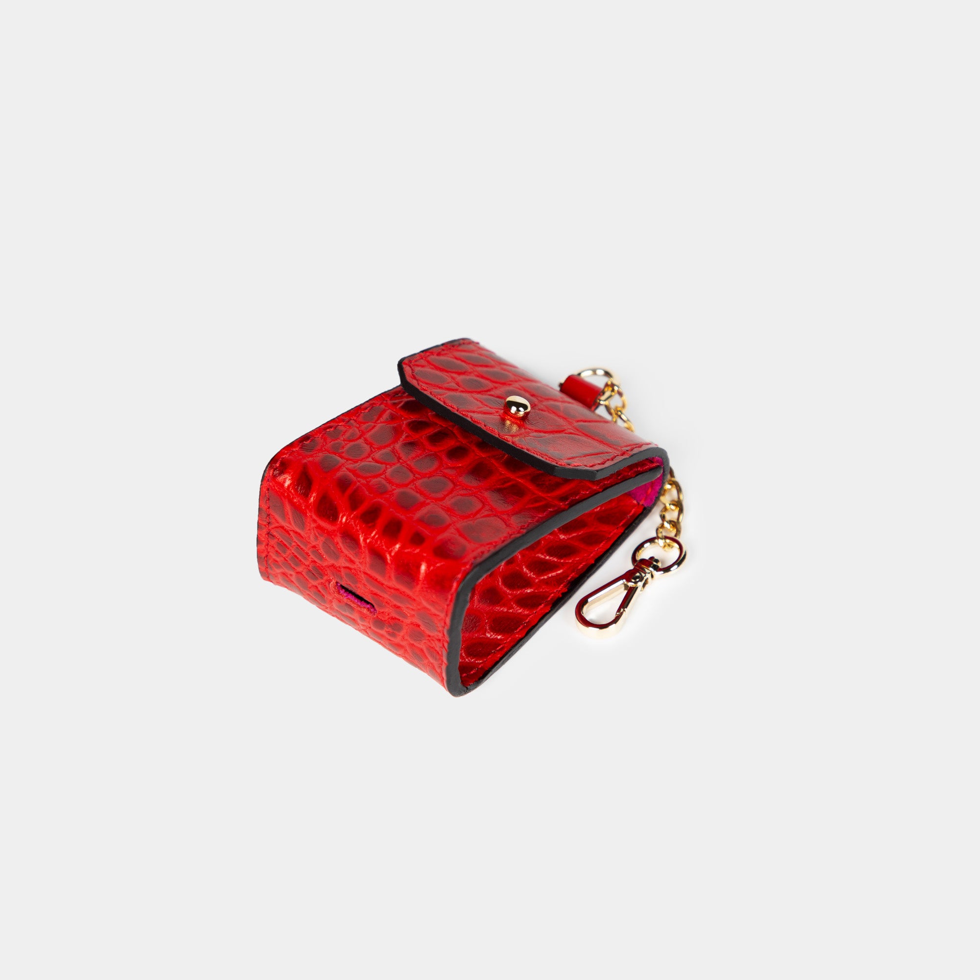 Funda Para Airpods  en piel de vacuno en color rojo para mujer