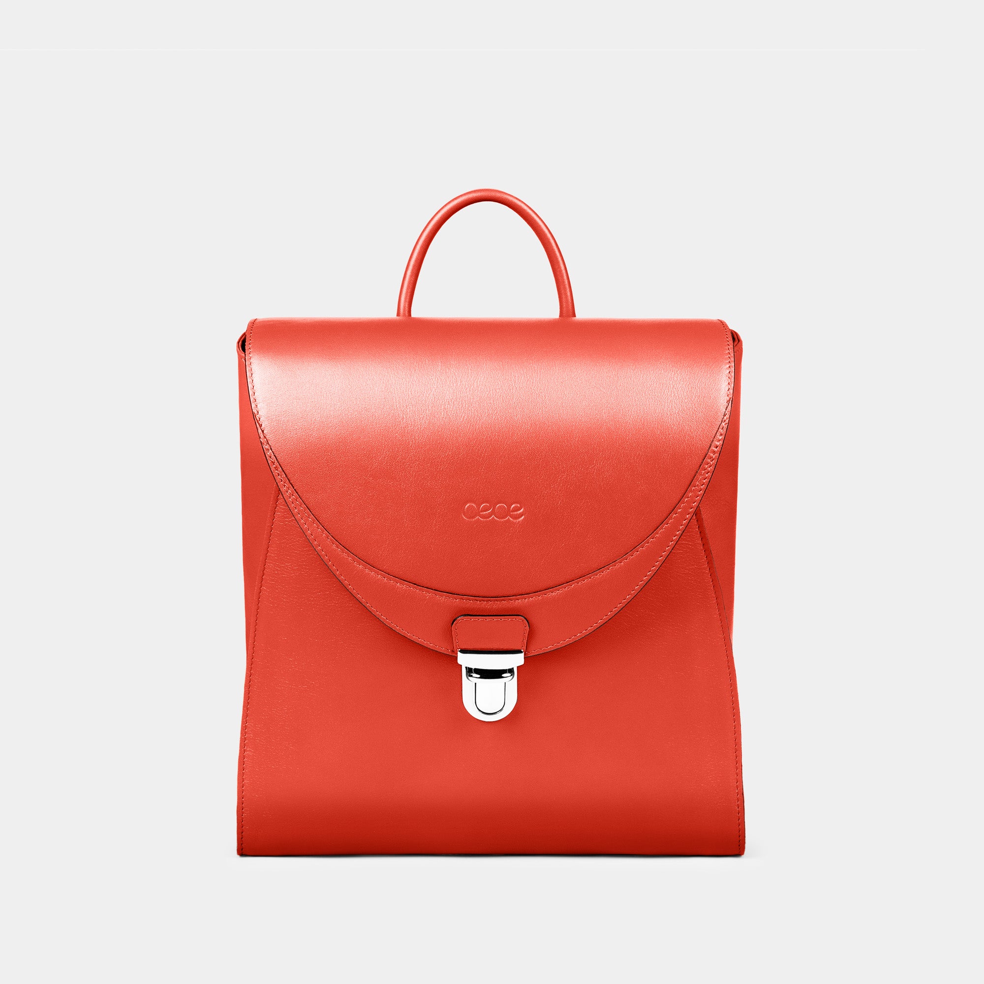 Mochila grande en piel de vacuno en color naranja para mujer