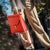 Mochila grande en piel de vacuno en color naranja para mujer
