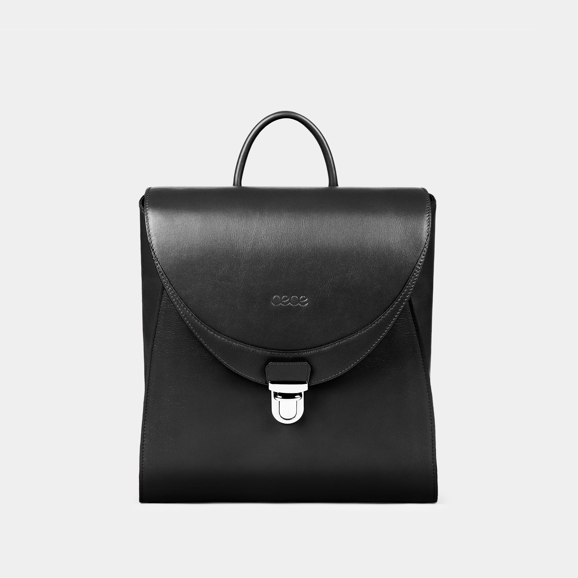 Mochila grande en piel de vacuno en color negro para mujer