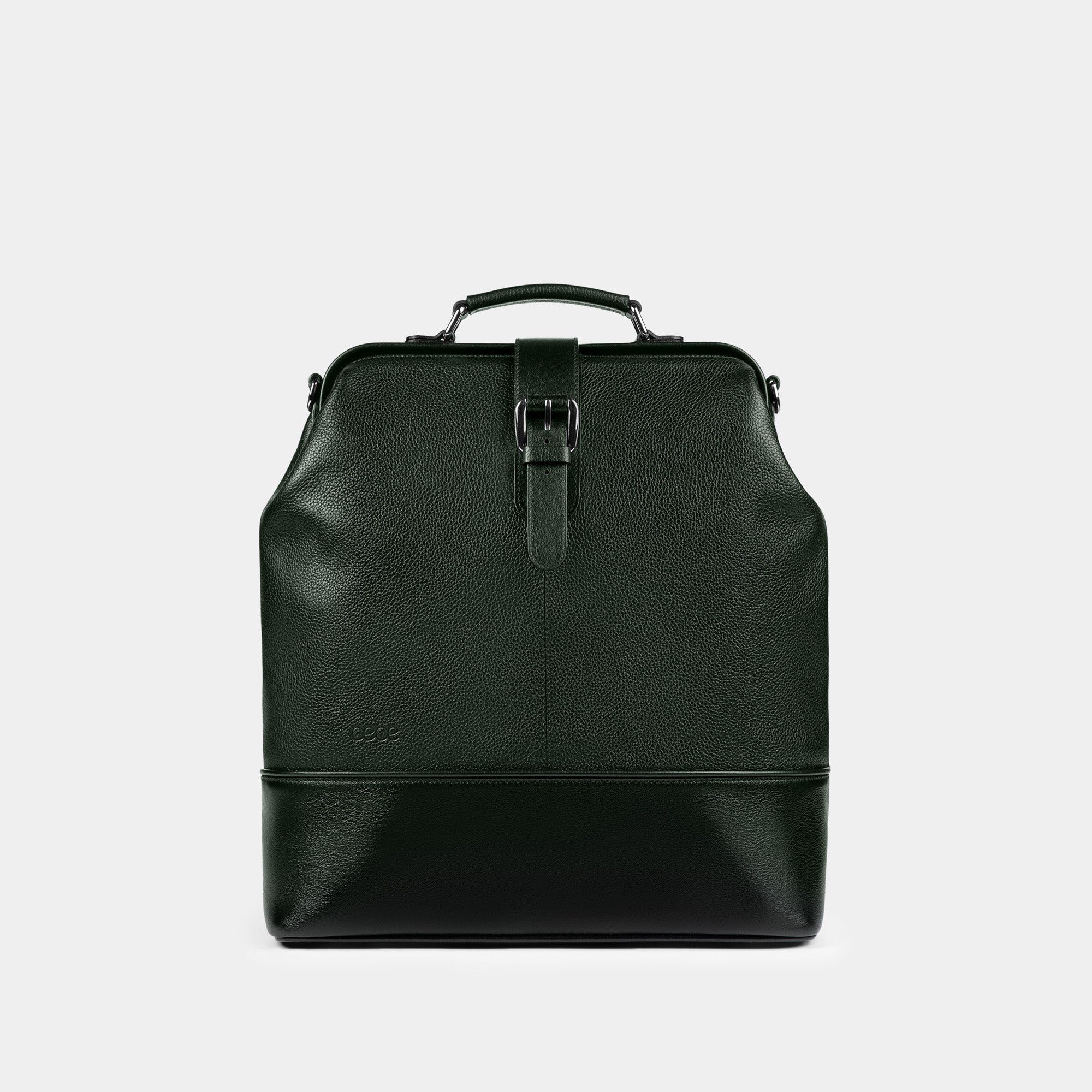 Mochila grande en piel de vacuno en color verde para hombre